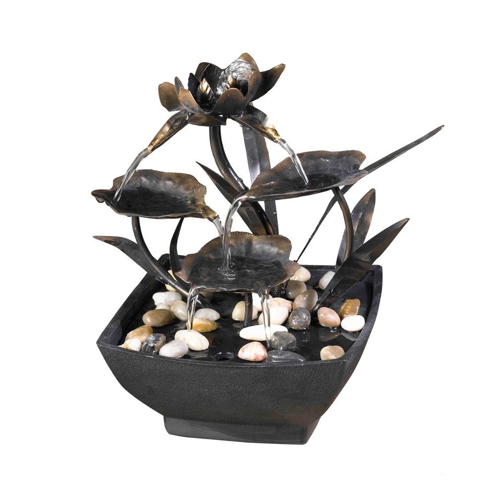 Jeco Cadono Metal Leaves Tabletop Fountain