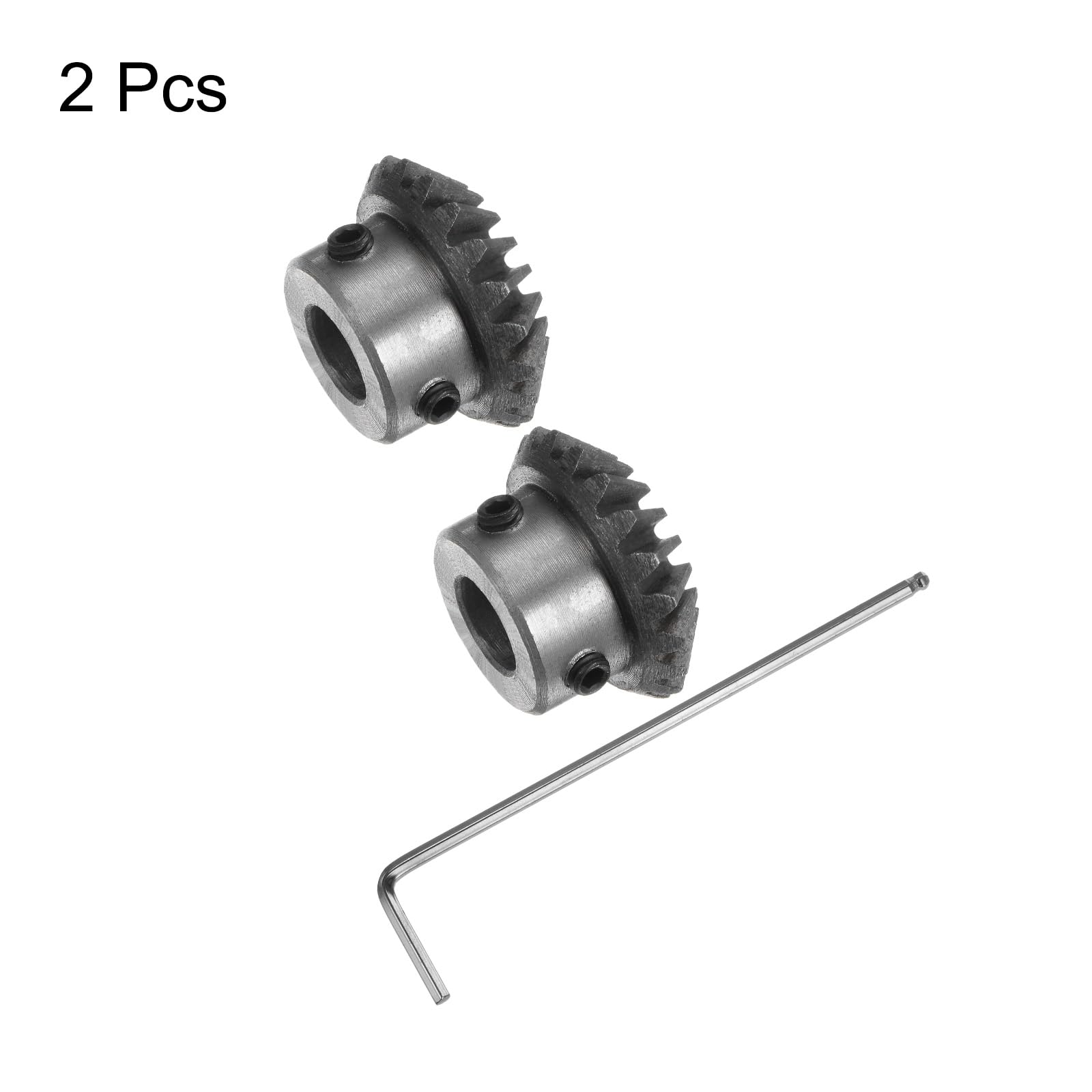 sourcing map 2pcs Biseau Engrenage 1,5 M 20 Dents 10 mm Arbre Trou 1:1 Conique Conique Pignon Engrenage 45# Acier 1.5 Module 90 Degré Direction Engrenage avec M5 Fixation Trou