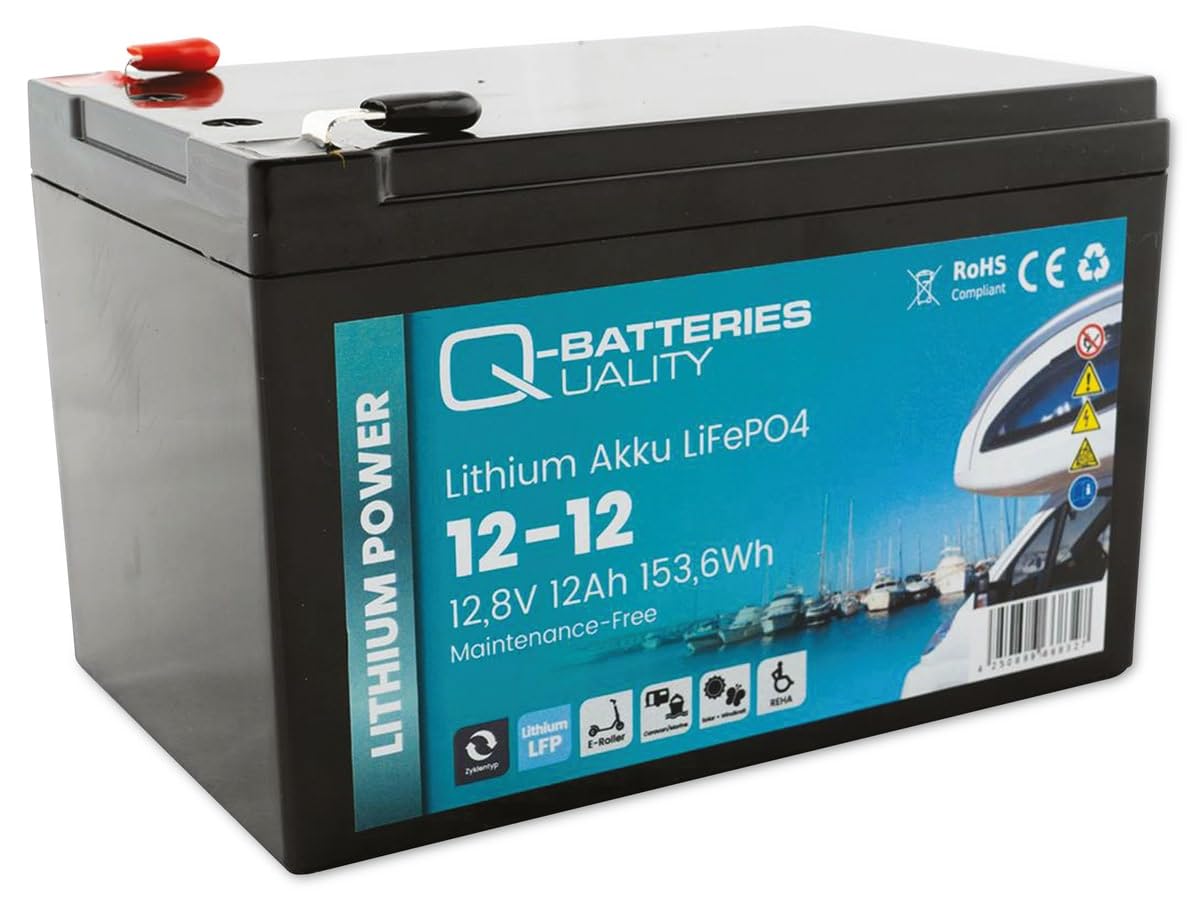 Q-Batteries Lithium Wohnmobilbatterie 12-12 12,8V 12Ah 153,6Wh LiFePO4 Akku