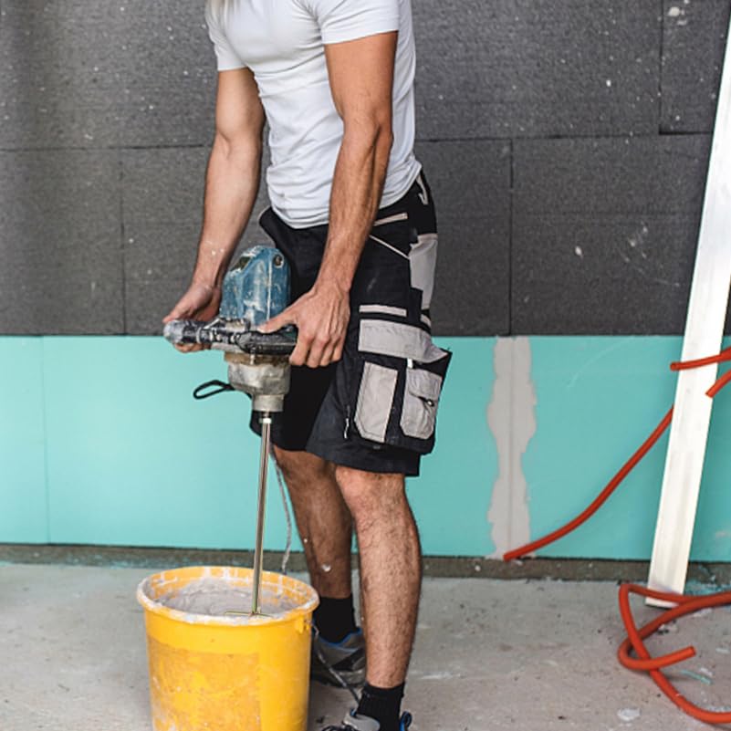 Image of Housoutil Paint Mixer Drill Attachment 19.29In Replacement Mixing Rod for Electric Drills Efficient Cement and Mud Stirrer Tool for Construction and Renovation