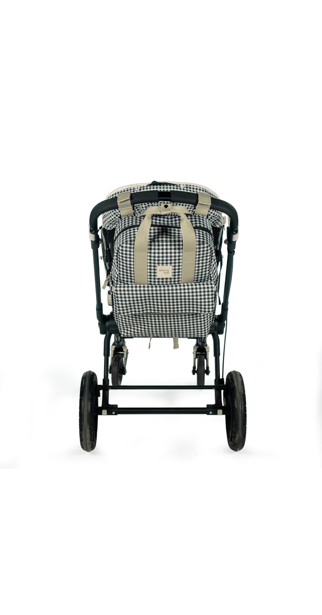 Borsa zaino I Love Vichy per passeggino, nero, 37x28x12 cm