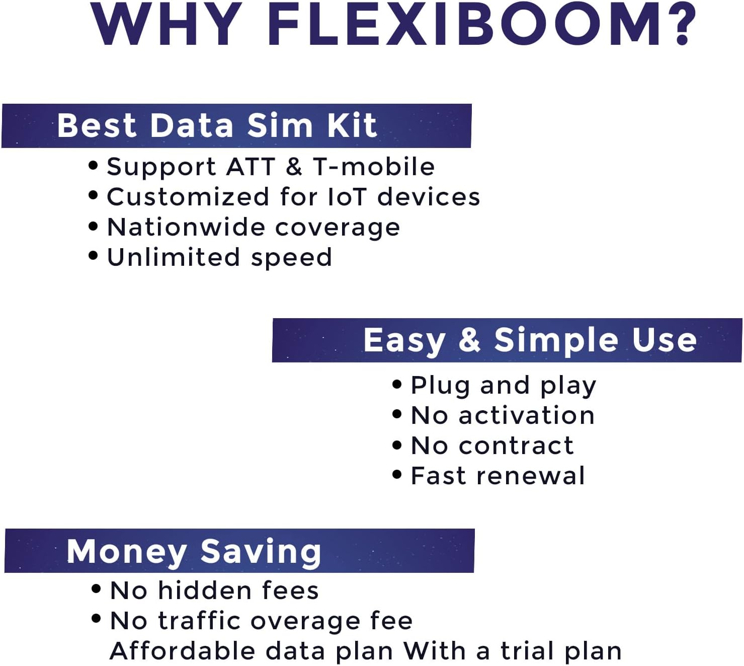 3 Month FLEXIBOOM SIM Card | 6GB of 4G LTE Data, Rechargeable Plan No Contract for Various Unlocked IoT Devices(3-in-1 SIM Card)
