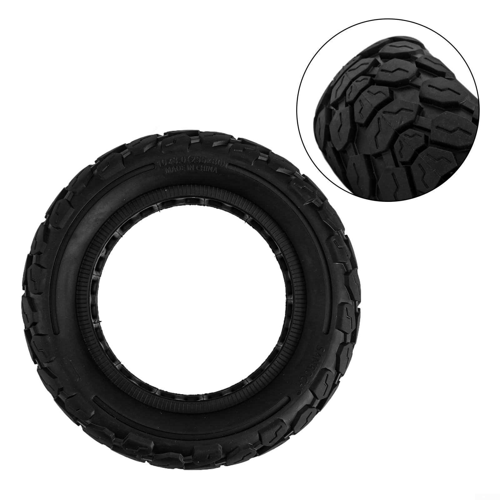 Neumático de Caucho Macizo de 10 Pulgadas, 255 x 80, Rueda de Repuesto antipinchazos Compatible con Patinete eléctrico. Diseño de Agarre Antideslizante y Resistente al Desgaste, 80/65-6.