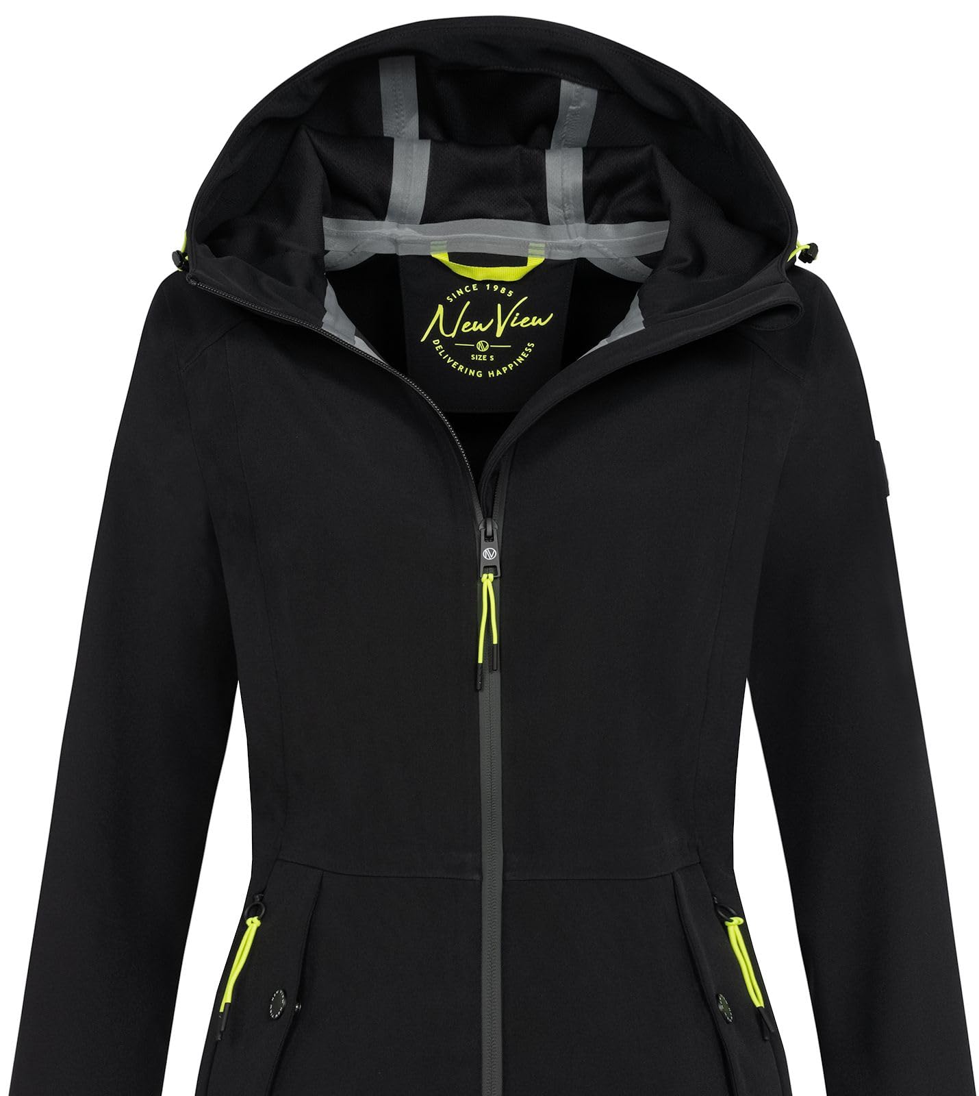 NEW VIEW Damen Softshelljacke L60340FC00 Funktionsjacke mit Kapuze wasserdicht