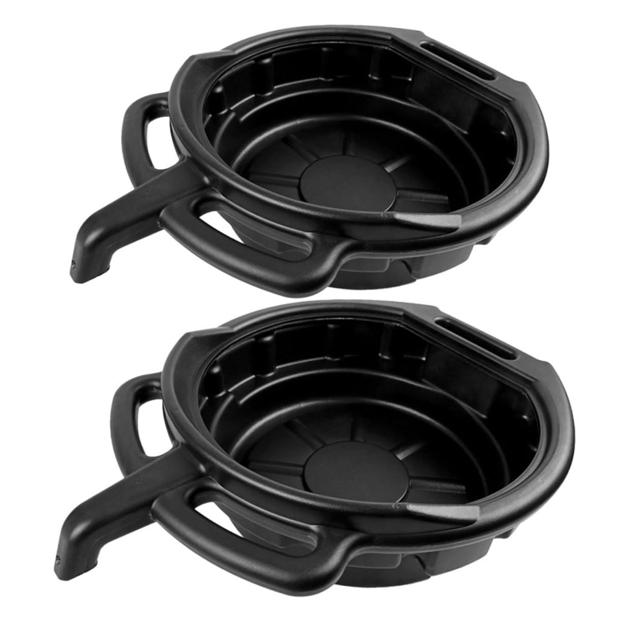 Juego de 2 Bandejas de Drenaje de Aceite de Motor de 10l y 15l en PE Negro, Fáciles de Limpiar y Almacenar para Mantenimiento de Coches