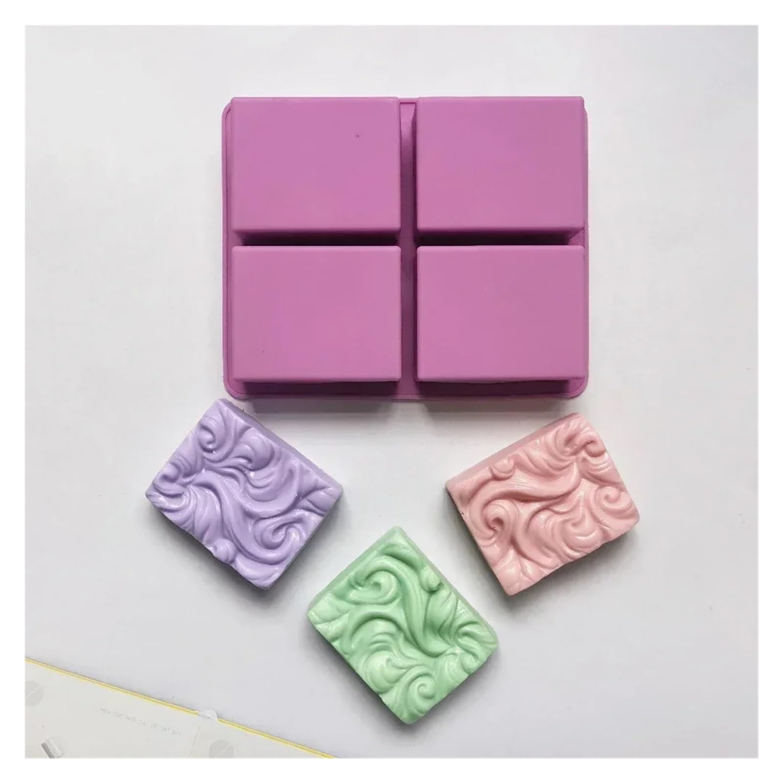 Stampi per sapone in silicone Stampo for sapone in silicone 3D fatto a mano da 1/2 pezzi con motivo ondulato for a fai te, candele, resina, gesso, strumenti for decorare torte(Purple 2Pcs)