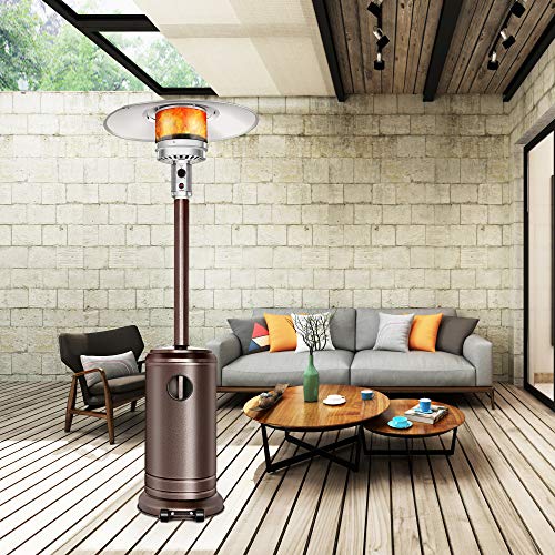 Aussumy Propane Patio Heater Outdoor : Mushroom-Styled Heat-Focusing Warmer Standing Lamp Btu 45000 with Wheels Wedding Party Garden Porch Deck Bronze