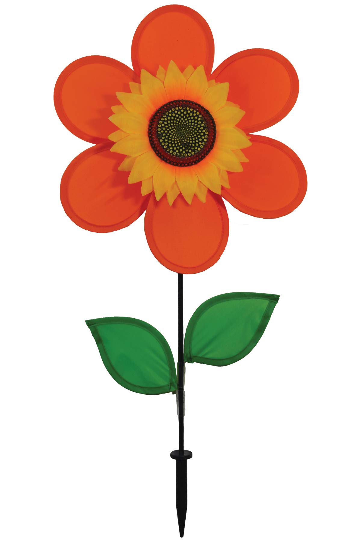 In the Breeze 2704 Molinillo de Viento de Girasol Naranja con Hojas, 12 Pulgadas