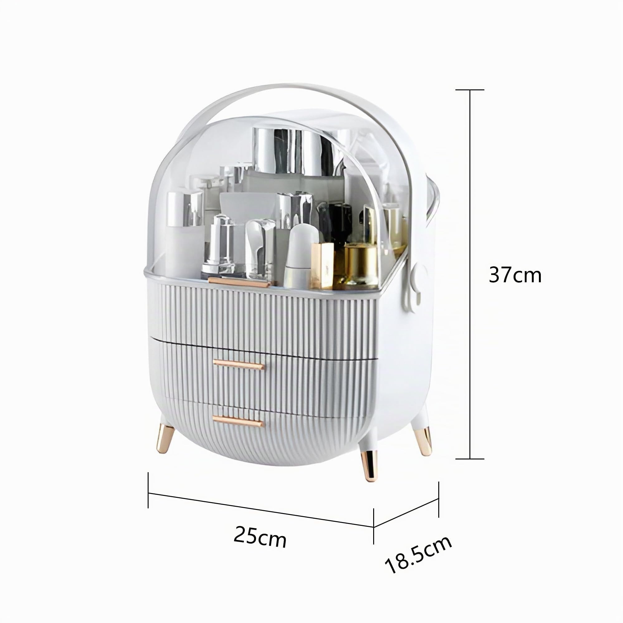 Stockage Cosmétique avec Poignées et Couvercle Maquillage Organisateur Boite de Rangement Skincare et Bijoux Makeup Organiser pour Salle de Bain Etanche Présentoir Cosmétique