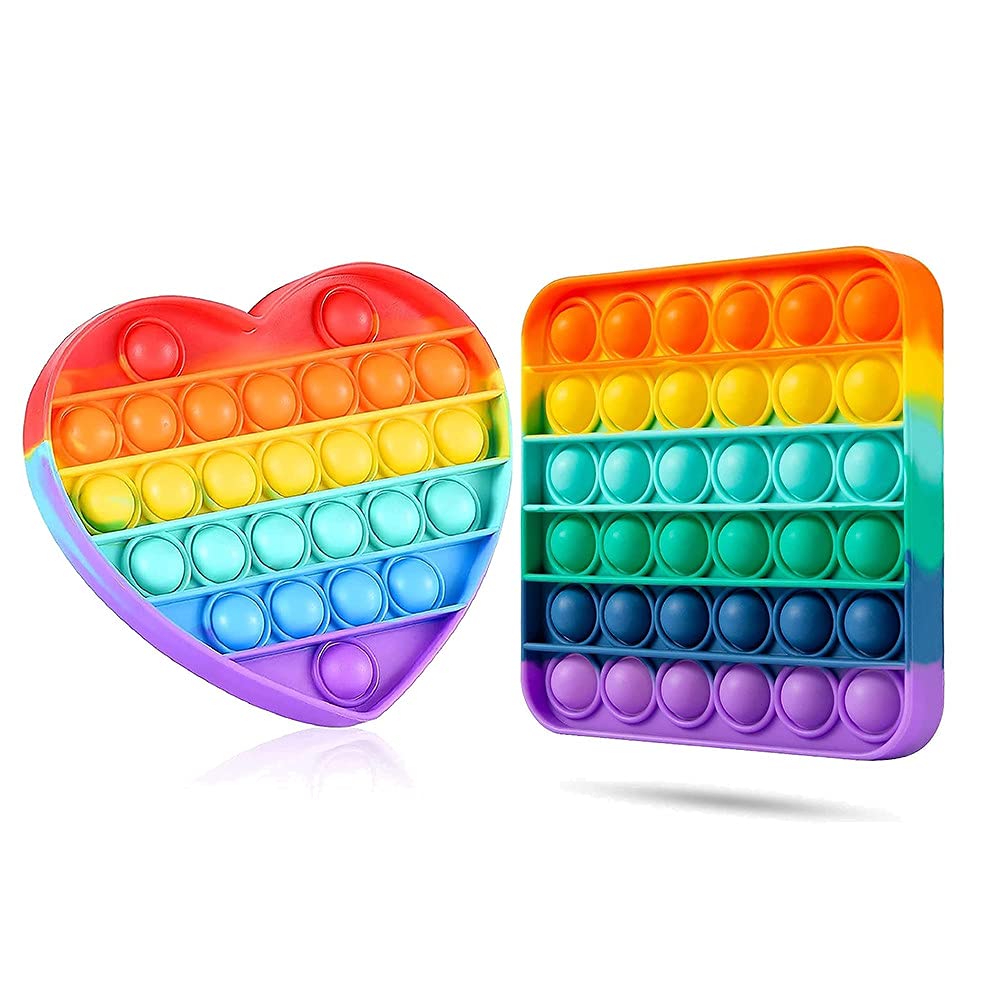 DOCAT Rainbow Push pop Bubble Toy Set, Sensory Fidget Toy for Kid Adult Push Games Toy pop Toys (Square and Heart) (B09CLCSJRP) Amazon Price History, Amazon Price Tracker