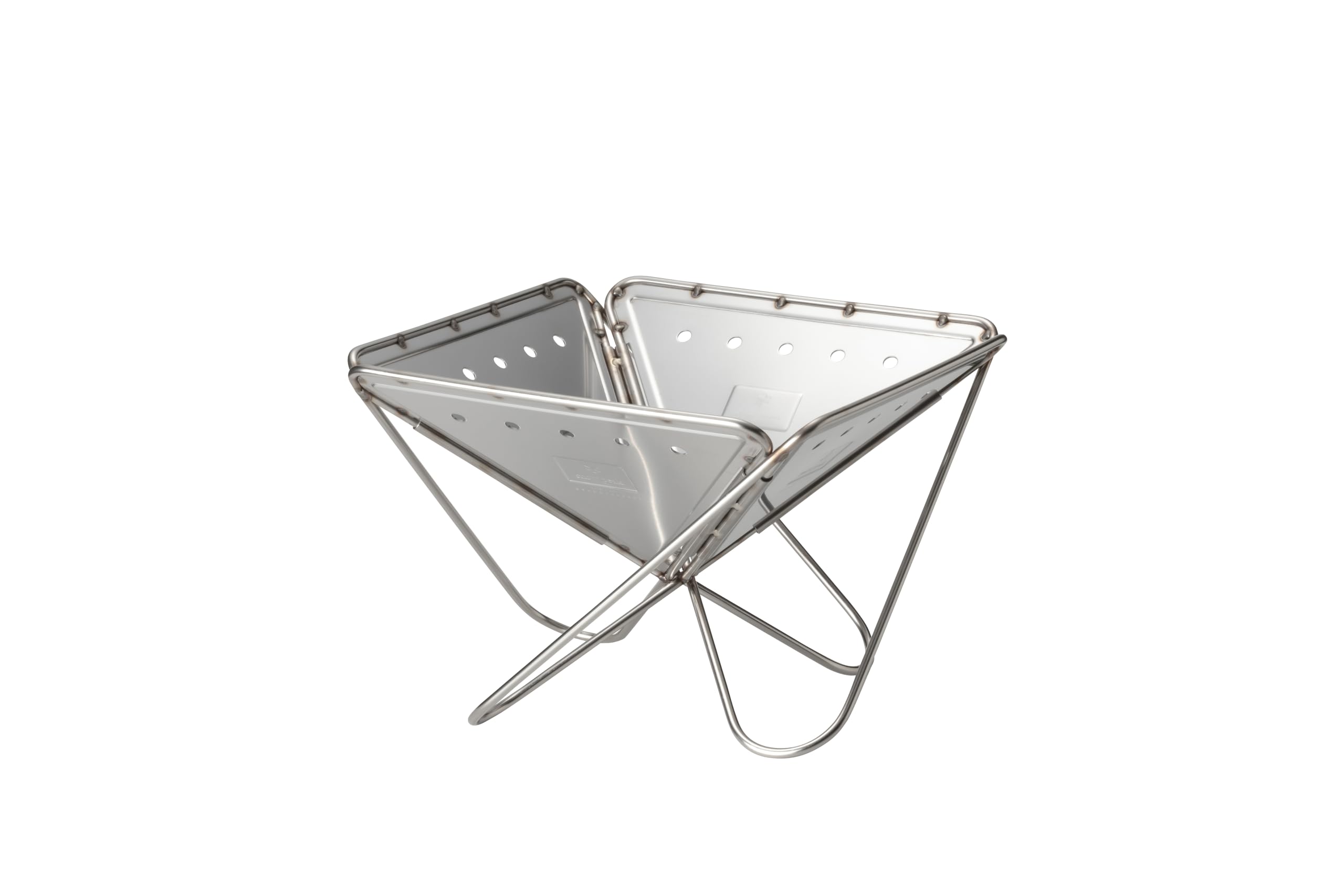 Snow Peak Silver Pack & Carry Fireplace, Medium, Stainless Steel Portable Firepit, Collapsable And Foldable For Camping And Outdoor Cooking