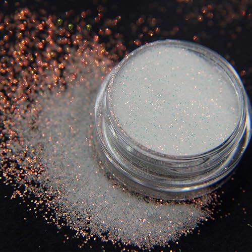 Miniatura 6 de 0.35 oz 0.008 in brillante blanco arco iris brillo uñas brillo holográfico azúcar brillo uñas brillo caramelo capa polvo efecto de recubrimiento de