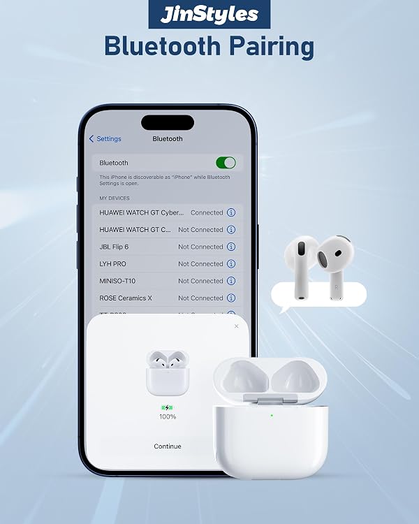 Jinstyles Charging Case Replacement Compatible with AirPods 4th Gen, USB-C Wireless Charger Case with Bluetooth Pairing Sync Button, 450 mAh Battery by Jinstyles - Used condition - Image 7
