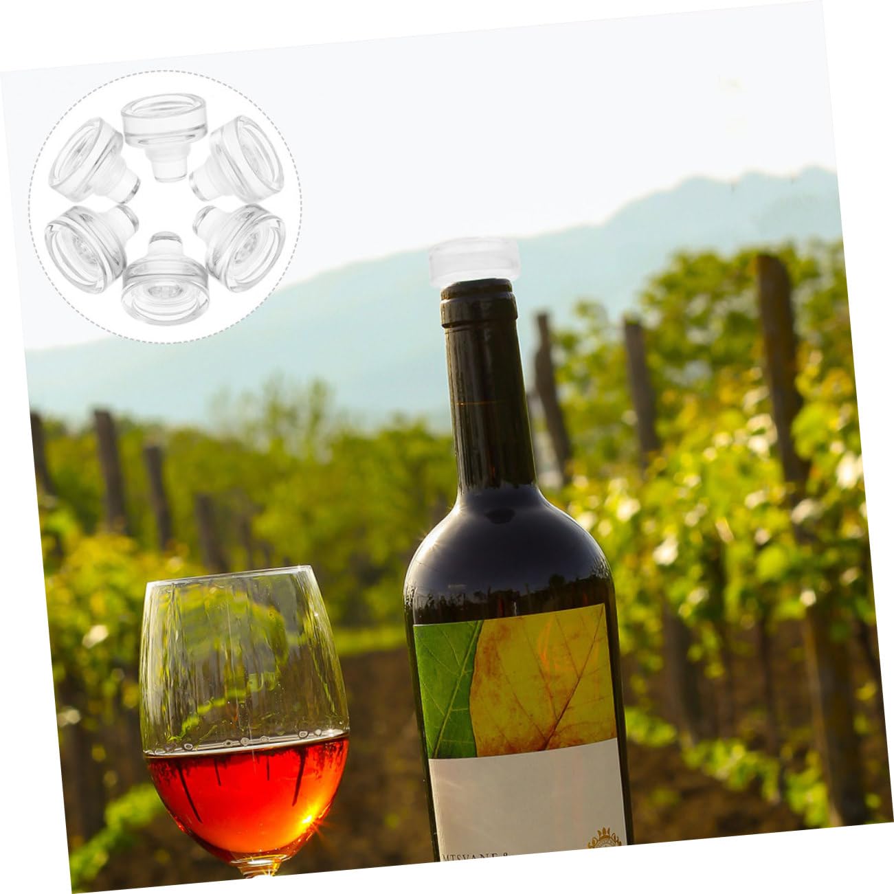 Tapón de Vino Multifuncional 10 Piezas de Vidrio y Silicona
