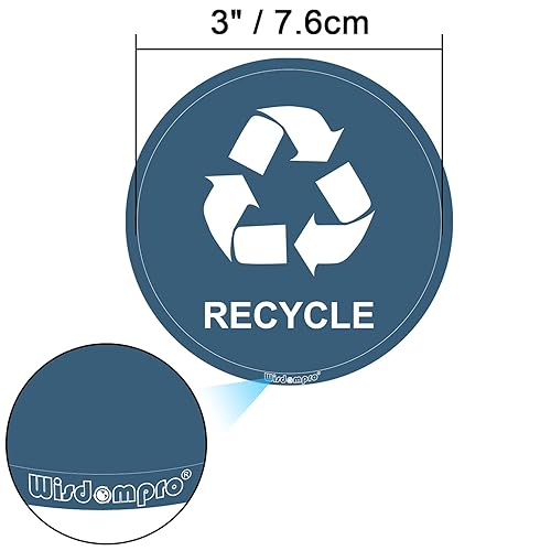 Miniatura 9 de Calcomanías de reciclaje para basura, paquete de 8 calcomanías redondas de 3 pulgadas, etiquetas de vinilo autoadhesivas para el hogar y la oficina,
