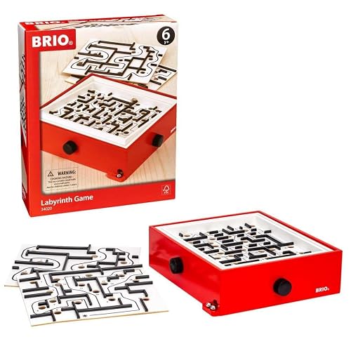 BRIO - Laberinto con 2 tableros de juego, Juego de Mesa de Madera con 2 Canicas, Color Rojo, Edad 6+ Años
