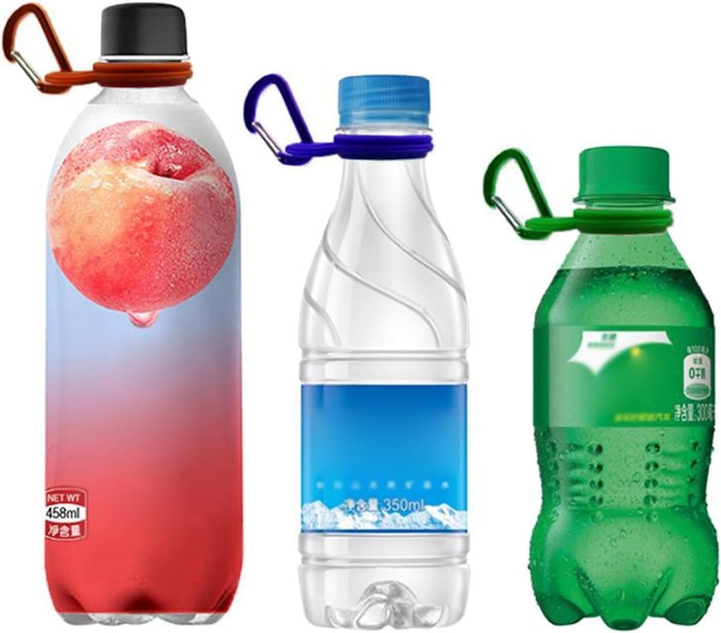 6 fibbie per bottiglie d'acqua in silicone con clip a moschettone, portatili, sicure per bottiglie, bottiglia d'acqua, anelli da appendere, fibbia portatile, escursionismo, campeggio, bottiglia