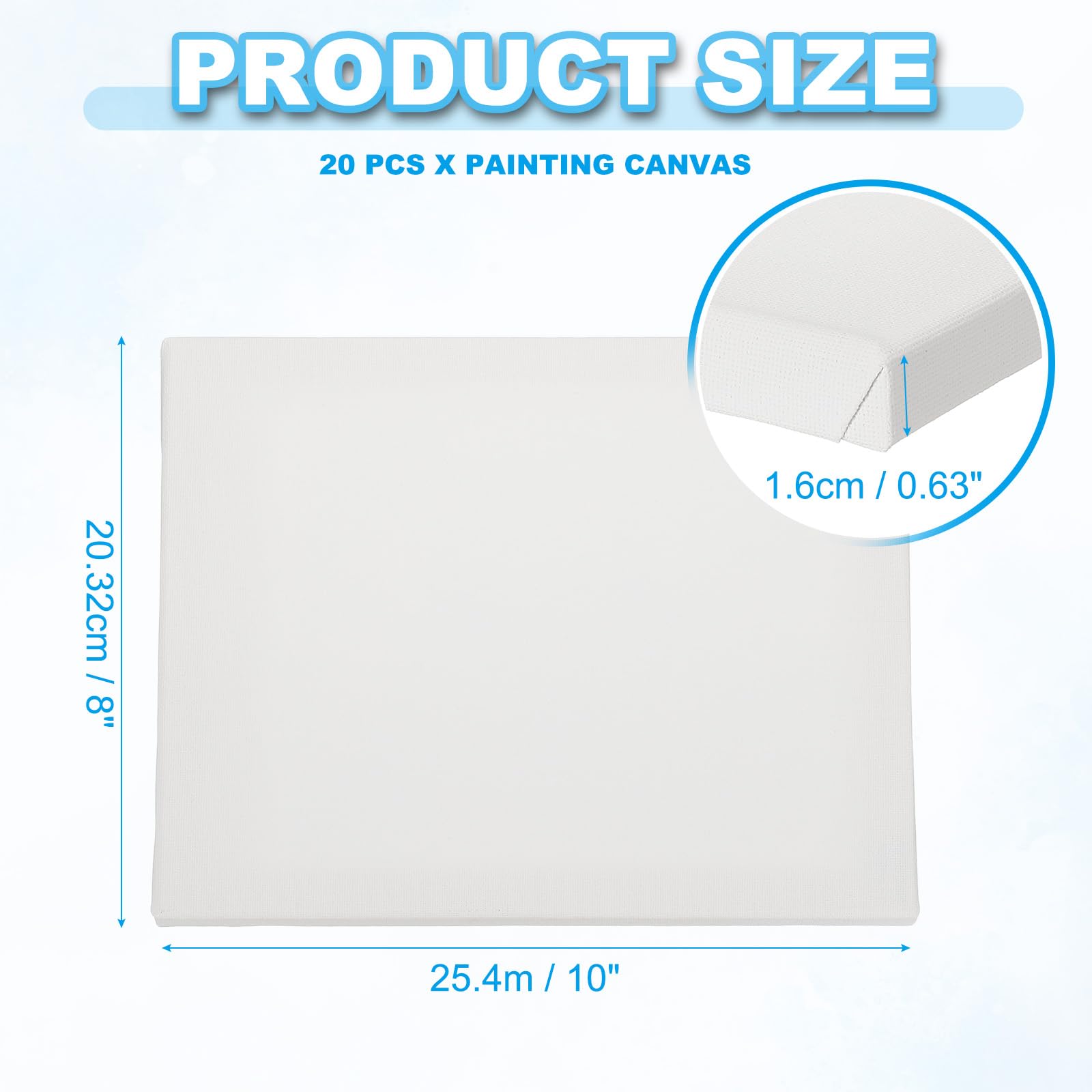 PATIKIL Lot de 20 toiles vierges en coton pour peinture, aquarelle, huile, gouache, tempera 20,3 x 25,4 cm