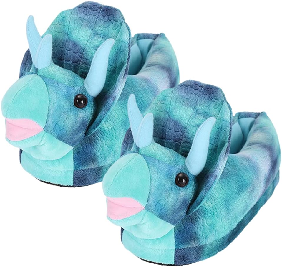 Dinosaur Slippers for Women Kids, Cartoon Dino Fuzzy House Slippers