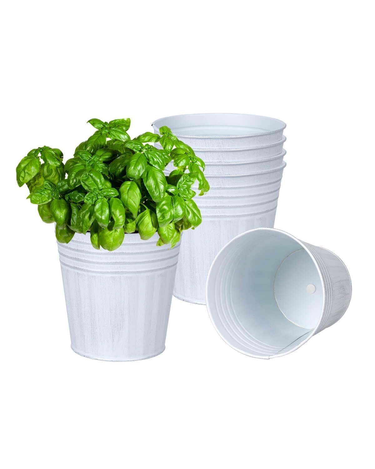 Pots de fleurs en métal antirouille blanc de qualité supérieure, taille moyenne