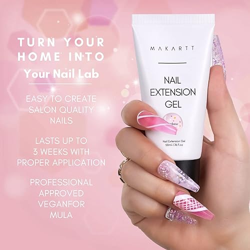 Miniatura 5 de Makartt Gel de extensión de uñas con purpurina de polietileno 17fl oz gel de uñas de primavera gel de uñas de arcoíris gel de extensión para uñas