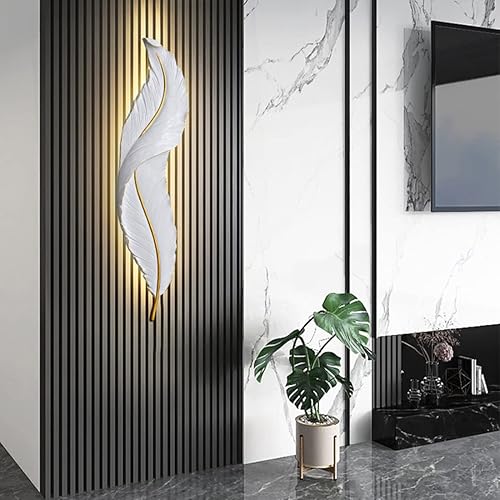 Miniatura 2 de Lámpara de pared moderna LED regulable para montaje en pared, diseño de plumas elegante, color blanco, 3000k-6000k, lámpara de pared LED para