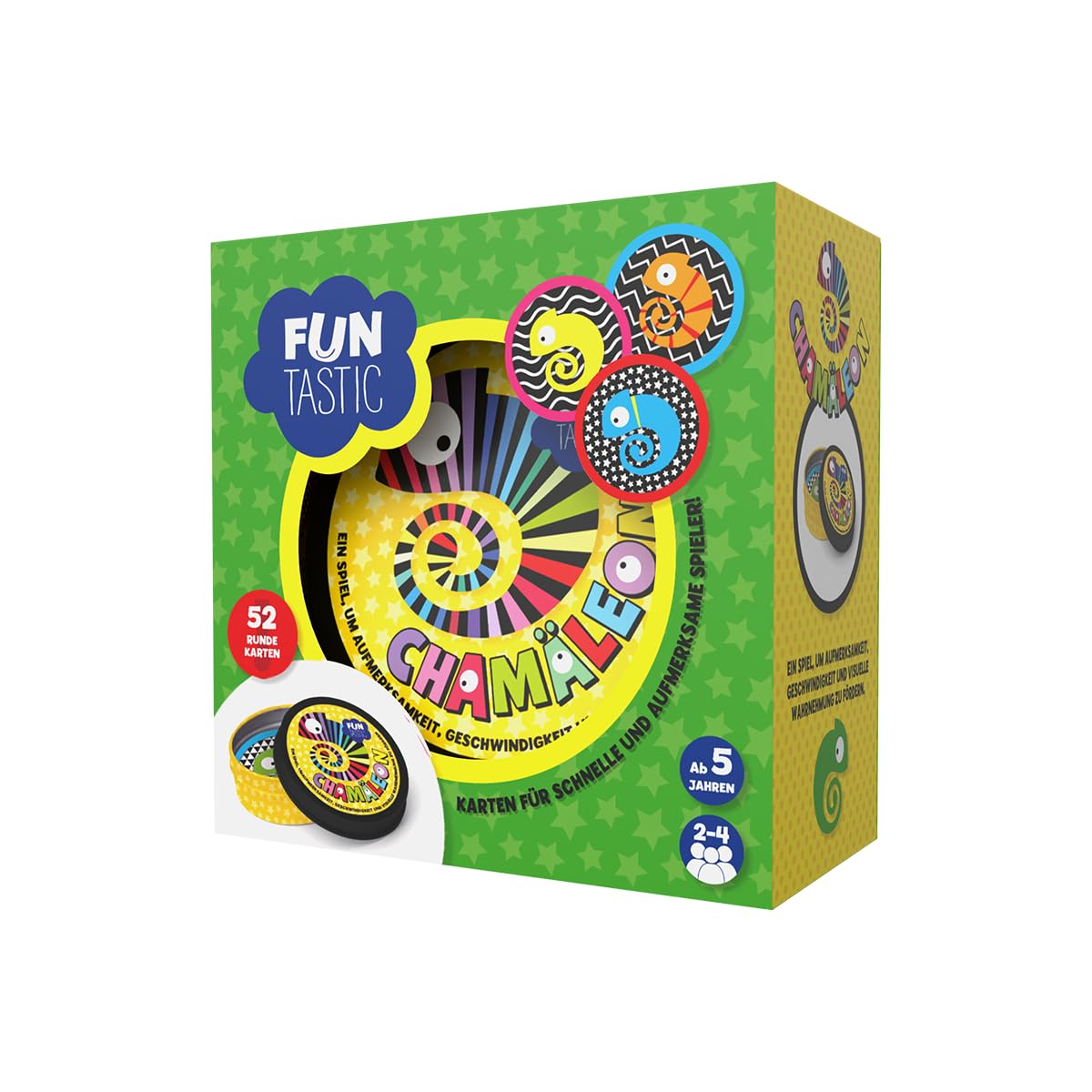 IMAGILAND Chamäleon Kartenspiel, Schnelles und Lustiges Gesellschaftsspiel für Familien, ab 5 Jahren, trainiert Reaktion und Konzentration, 2-4 Spieler, Metalldose ideal für unterwegs