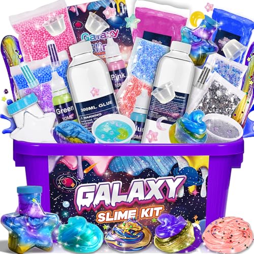 iKidiki Slime Galaxy para Niñas y Niños - Kit de Manualidades Fluffy para Niñas y Niños de 6 a 12 Años - Regalo de Cumpleaños