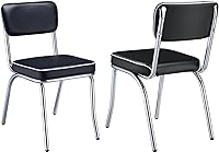 Vista 1 de CARTESIAN Sillas de comedor retro, tapizadas en color negro con marco cromado, juego de 2