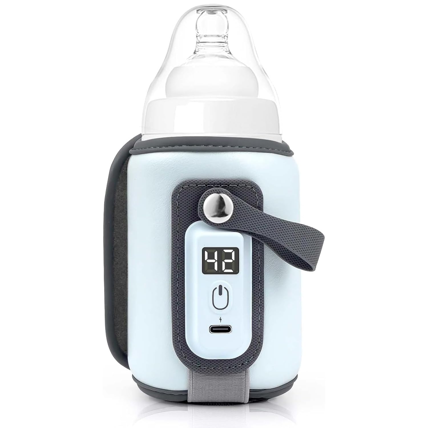 Portable Bottle Warmer Bag,Bottle Thermostat,USB Bottle Warmer Heater,5 Gears Adjustable Travel Bag Bottle Warmer Cover with LCD Display for Milk and Food