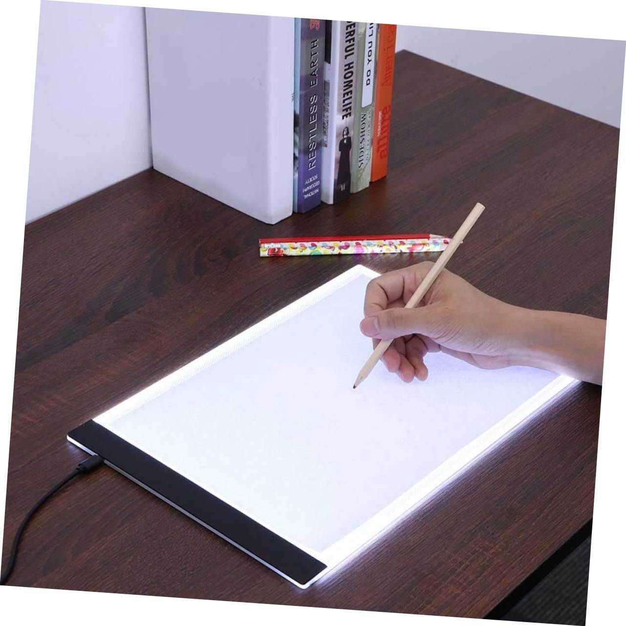 Tavola LED per Disegnare A4 Bianca, Pannello Acrilico Ultrasottile | Copiatura e Pratica Pittorica, Basso Consumo e Portatile, Cavo USB Incluso