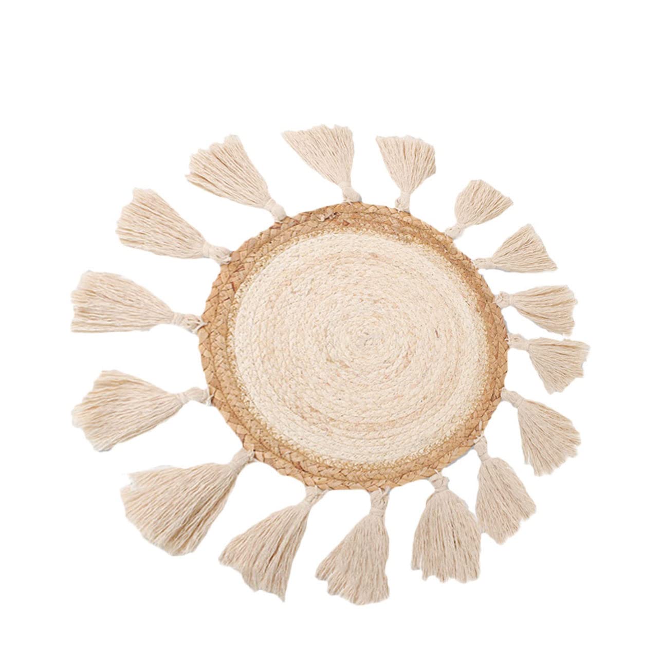 Colgante de borla en forma de sol GALPADA de cuerda de algodón beige para decoración de pared