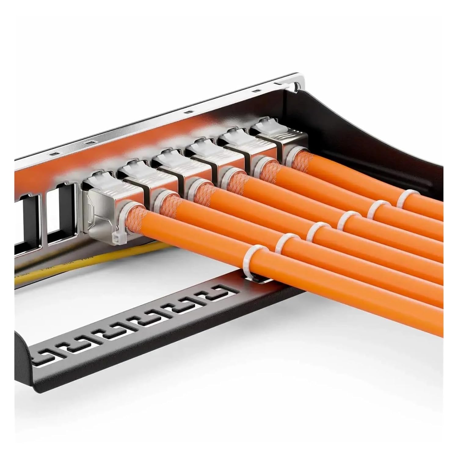 1U Rack-Mount Patch Panel, 12-Port Shielded Computer Room Type Panel with Rear Cable Management Rack(Sliver)