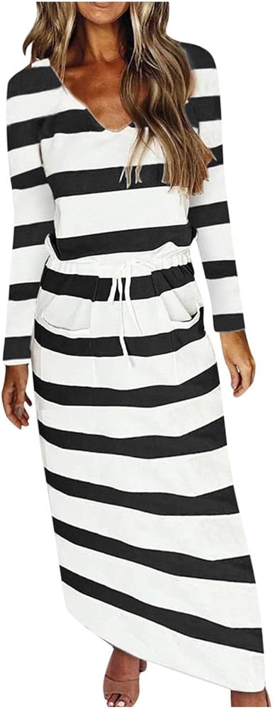 Amazon.com: Masbird Vestidos de otoño para mujer 2021, vestido largo de  manga larga a rayas sexy para invitados de boda : Ropa, Zapatos y Joyería