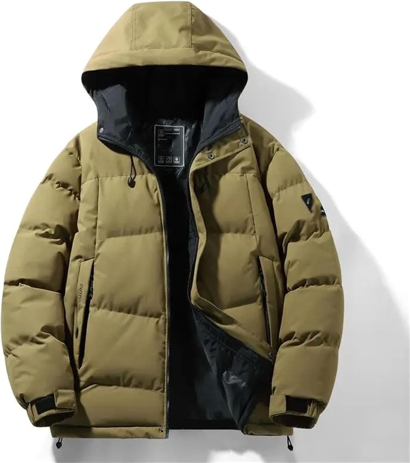 Mens Winter Hooded Bread Jacket Thickened Warm and Cold-proof Cotton-padded Jackets Winter Down Cotton-padded Coat