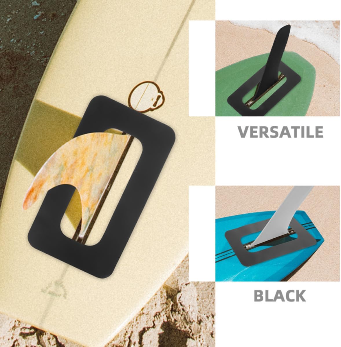2pcs Fin Box Connector Patch for Surfboard and Paddleboard, Black PVC Replacement Paddle Fin Slot Connection Part, Easy Installation, Versatile Compatibility for Water Sports