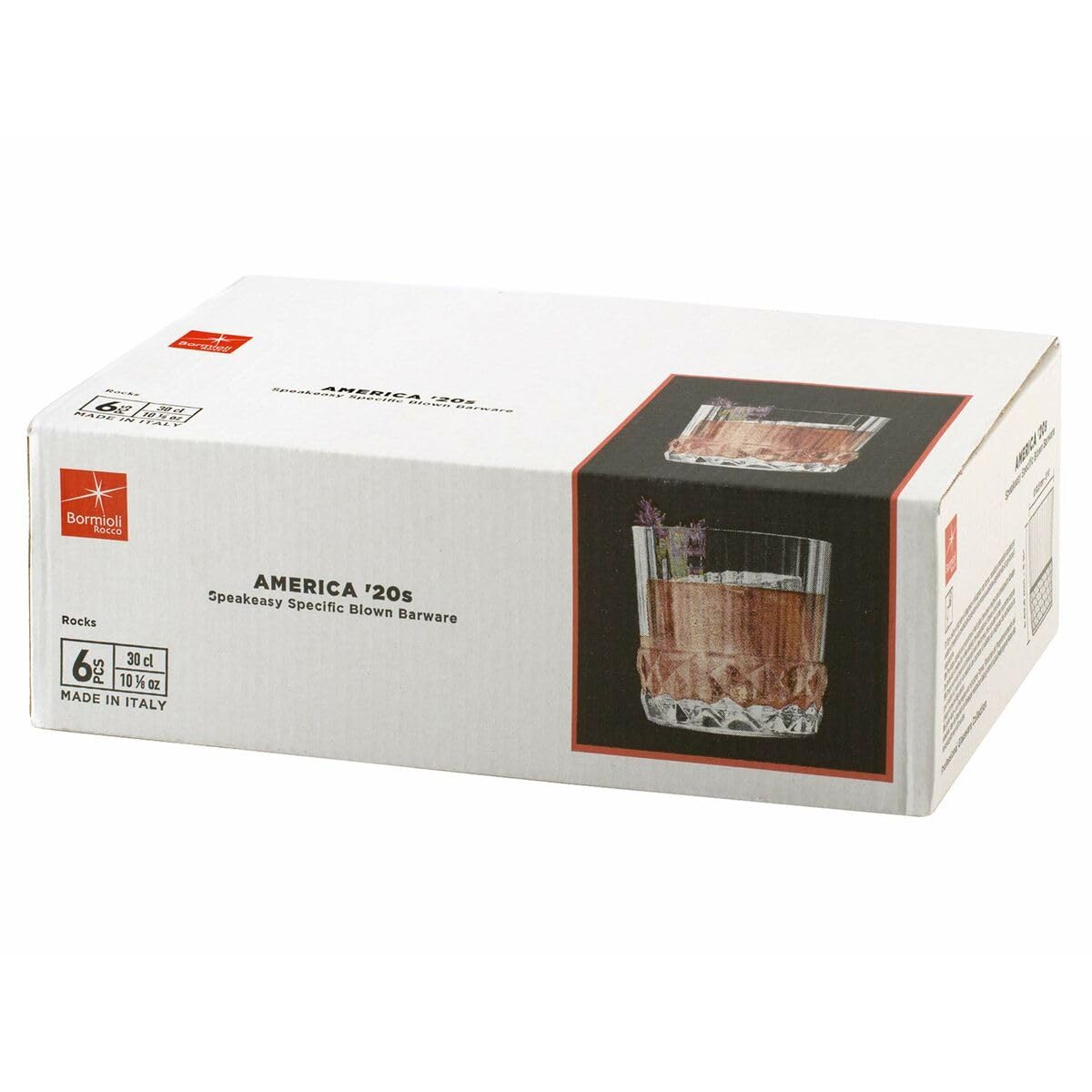 Bormioli rocco set 6 bicchieri america '20 rocks in vetro cl30