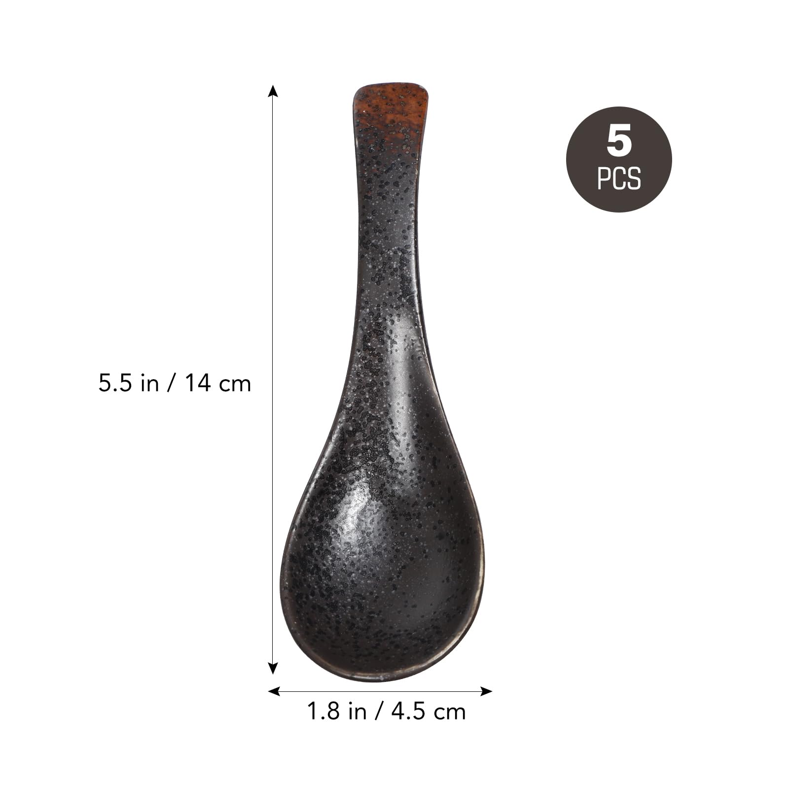 Lot De 5 Cuillères à Soupe Chinoises Rétro En Céramique, Cuillères à Soupe Japonaises, Ramen Asiatiques, Couverts De Nouilles Ménagères, Cuillères à Soupe (noir