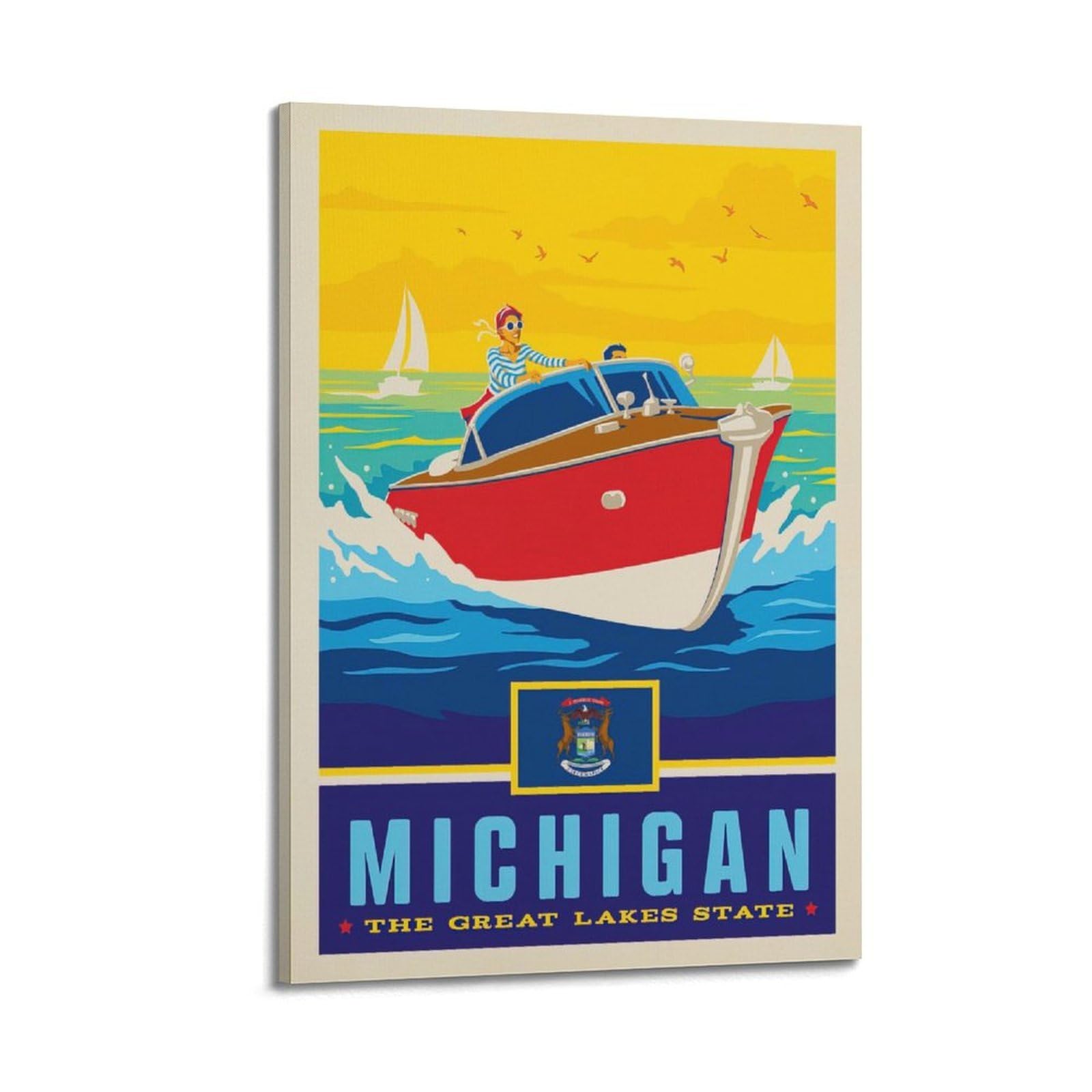 DLJGDS Vintage Travel Posters Michigan State Pride Decorative Painting Canvas Wall Posters And Modern Family Bedroom Decor 24x36inch(60x90cm)