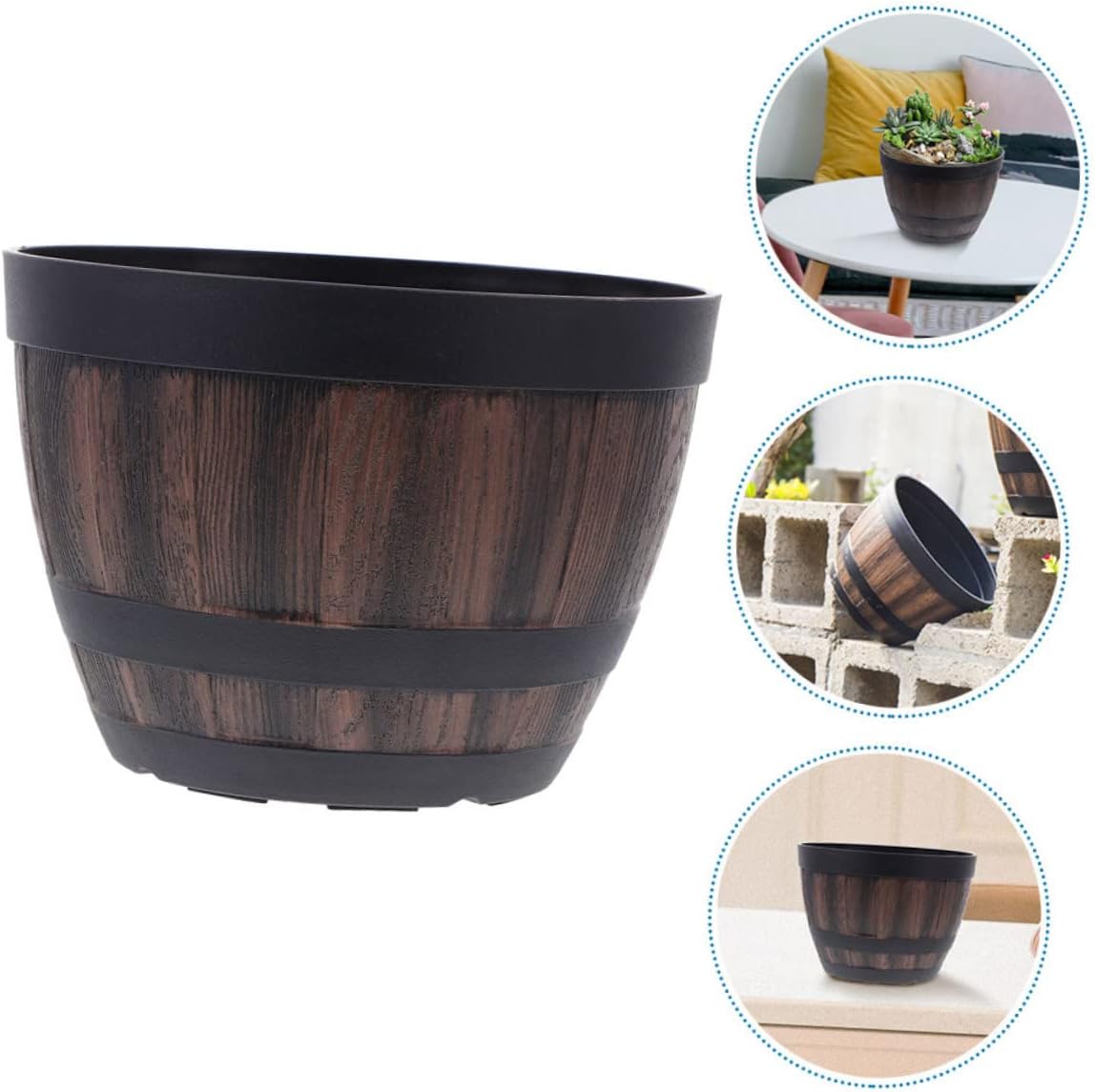 POPETPOP Imitation Planter Vintage Style Plastic Flower Pot and Storage Container for Use Versatile Design Appearance for Gardening and Home Decor