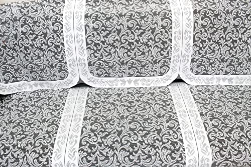 Image of The Furnishing Tree Cotton Floral Knitted Pattern 6 Pieces 3 Seater Sofa Cover Set White