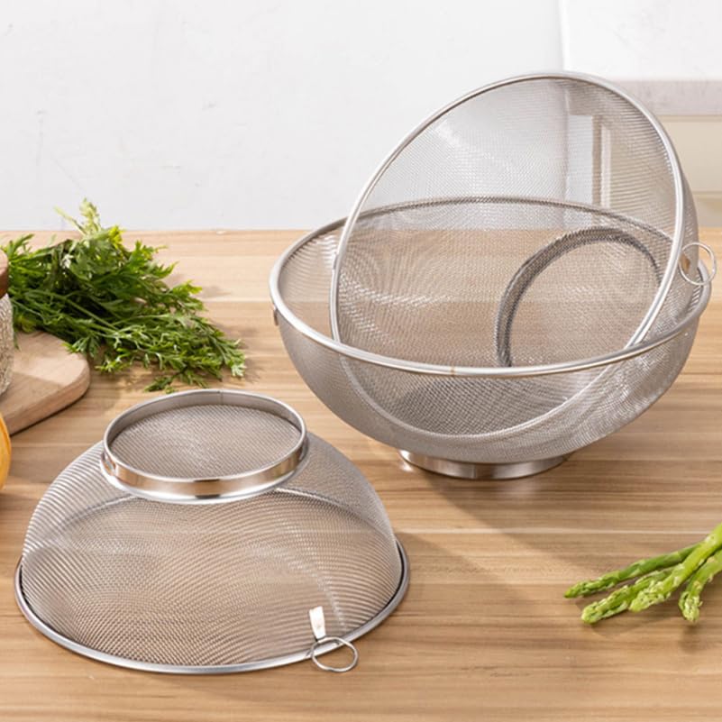 TOVINANNA Fine Mesh Strainer for Kitchen, 7 inch Stainless Steel Colander Bowl Dishwasher Safe, Food Grade Strainer Screen Bowl with Base for Washing Fruits Rice Vegetables