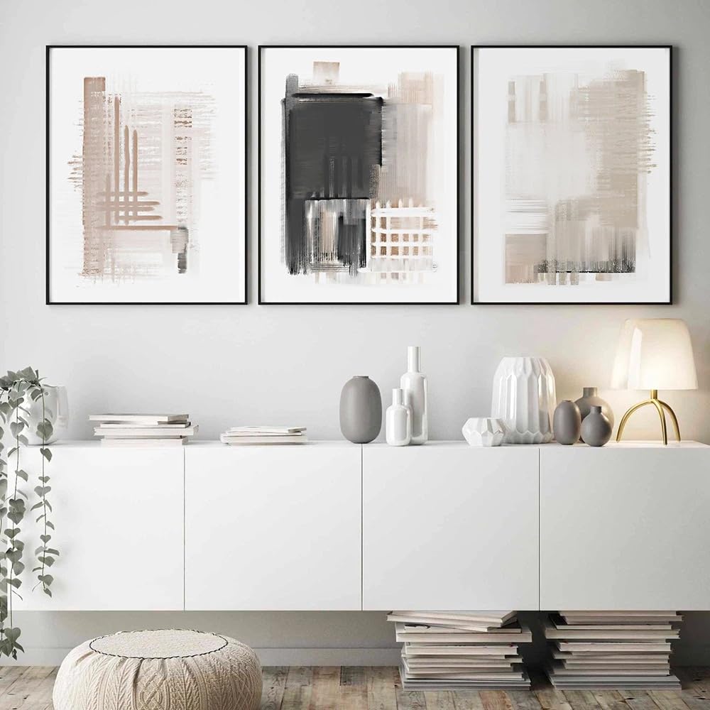 WUHBCZ Art Pictures-Modern Abstract Geometric Wall Art Canvas Painting Black White Poster Print Pictures Scandinavian Style Living Room Office Home Decor-40 * 60cm/3PCS (No Frame)