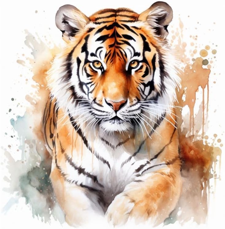 Cross Stitch Kits Counted Kit Cross-Stitching Pattern for Home Decor, 11CT Pre-Printed Fabric Embroidery Crafts Needlepoint Kit 50x50cm - Animal, Yellow Tiger 4