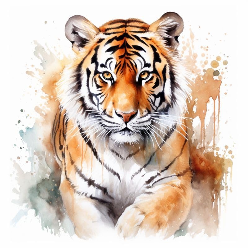 Cross Stitch Kits Counted Kit Cross-Stitching Pattern for Home Decor, 11CT Pre-Printed Fabric Embroidery Crafts Needlepoint Kit 50x50cm - Animal, Yellow Tiger 4