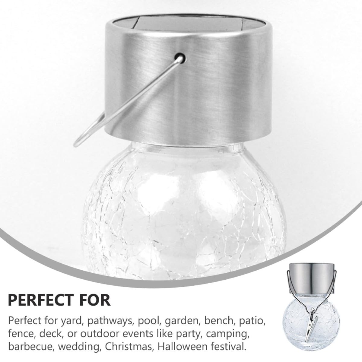 OSALADI Lampada Solare da Giardino a Sospensione Sfera di Vetro Crepato, Set 8 Pezzi, Luce Decorativa Wireless per Esterno, Veranda, Patio e Feste
