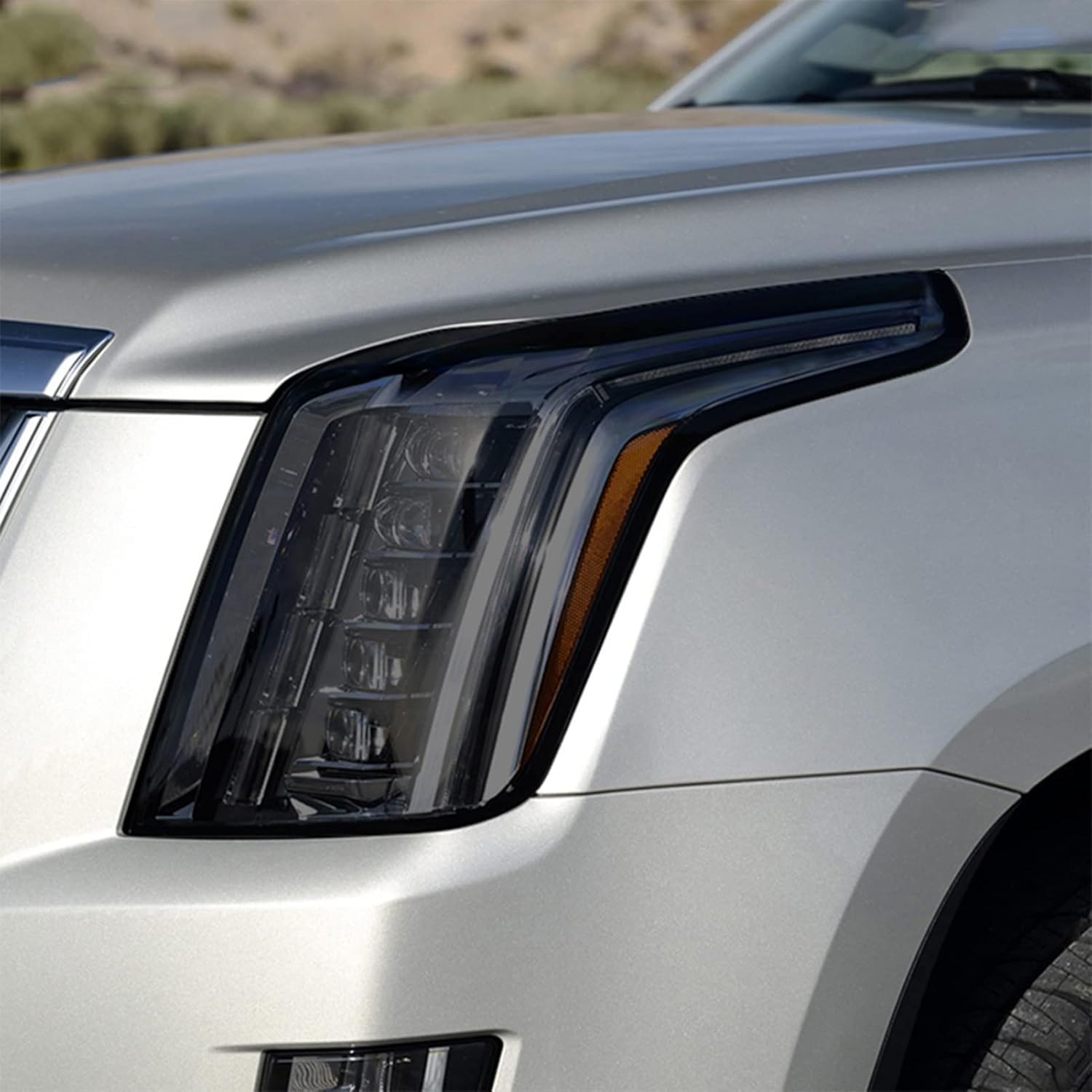 SamLng Car Front Light Film for Cadillac for Escalade 2015-2020 Accessories 2 Pcs Car Headlight Tint Black Protective Film Protection Transparent TPU Sticker