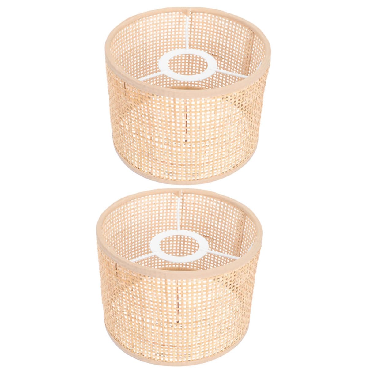 Garneck 2 Pcs Woven Rattan Lampshade Pendant Lamp Cover for Hanging Lights Rustic Wicker Shade for Dining Room Chandelier Indoor Lighting Soft Warm Light 16.00 X 16.00 X 12.00 Cm