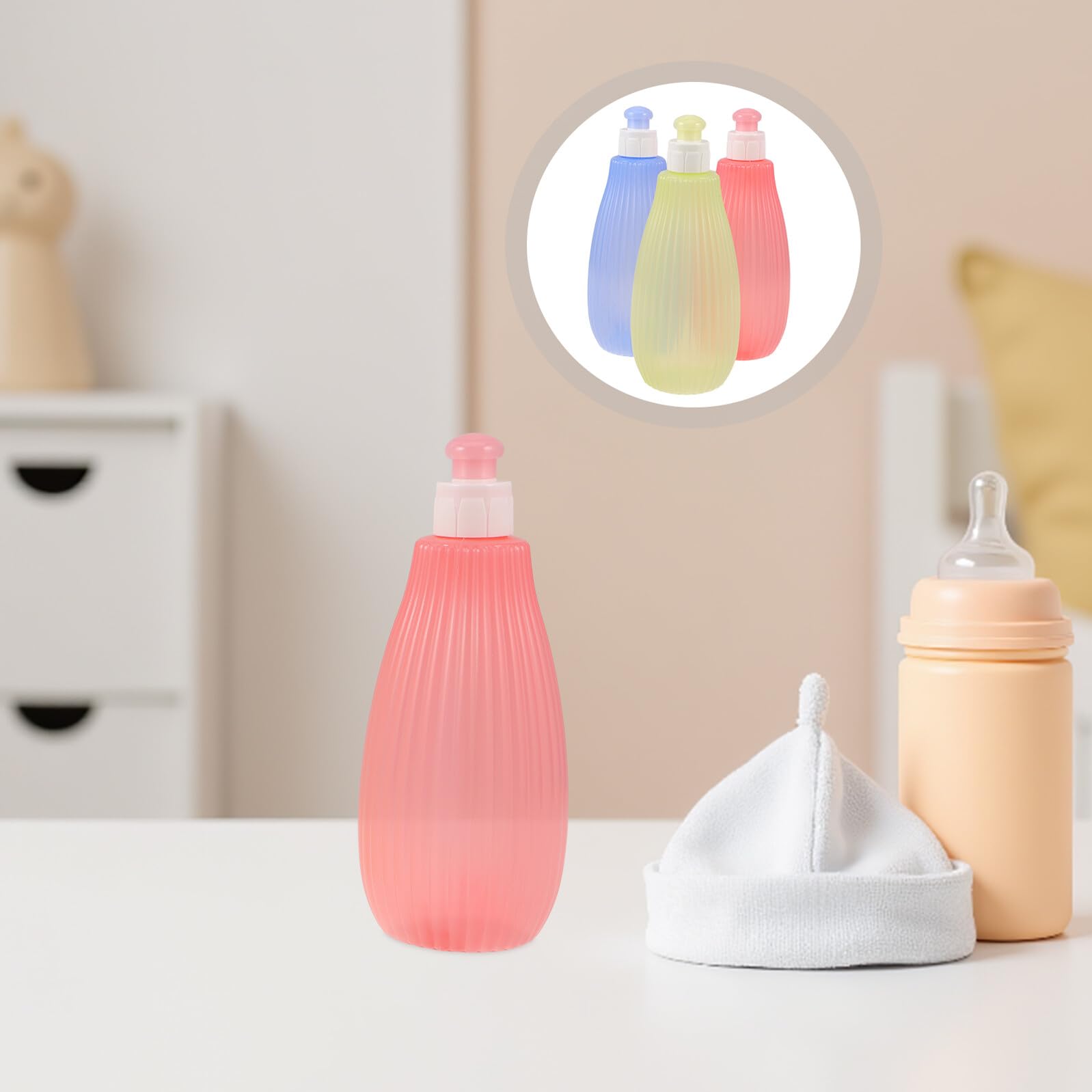 Hohopeti Kit Portátil de 3 Piezas para Limpieza Suave de Glúteos de Bebés Recién Nacidos, Botella de Bidé de 350ml para Cuidado Íntimo en Estancias Nocturnas y Hospital