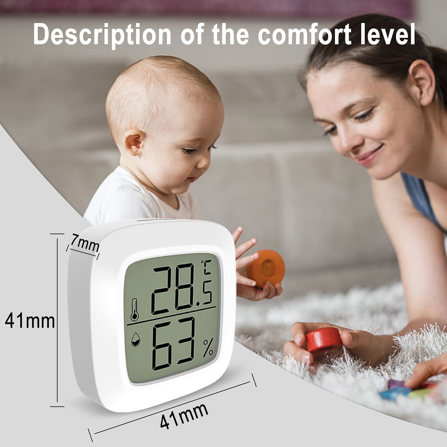 Mini LCD Hygrometer Innen 4 Stk, Digital Thermometer für Innenräume, Thermometer Hygrometer mit luftfeuchtigkeitsmesser, Raumthermometer zimmerthermometer für Babyzimmer Wohnzimmer Büro Gewächshaus
